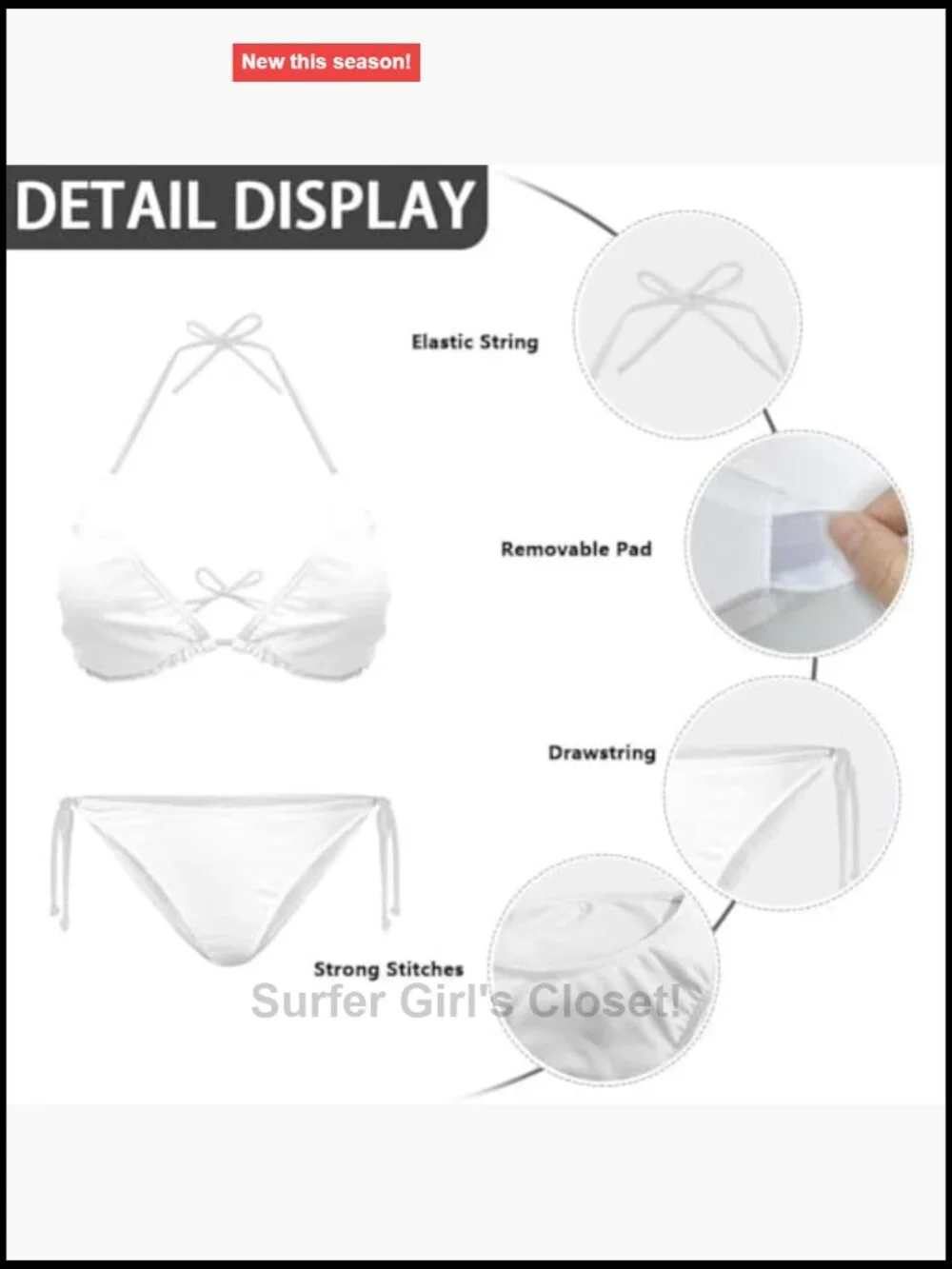 Sexy Halter Thong Bikini 2 Piece Set Tie Sides Summer Triangle Swimwear